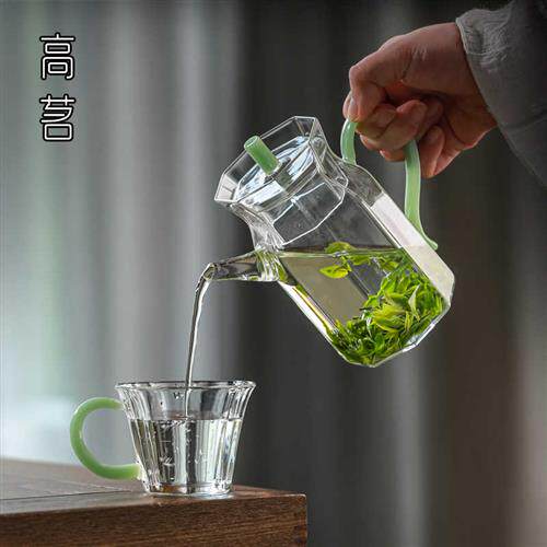 极速泡绿茶专用玻璃壶耐高温仿宋手执壶花茶过滤冲茶器家用茶具泡