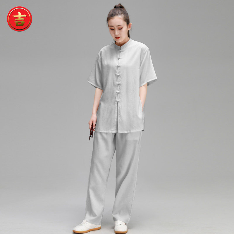 好货太极服男女士夏季短袖薄套装立领中国风唐装太极拳服装武术练