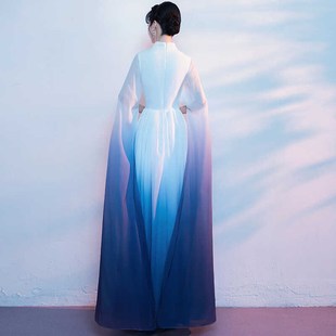 新款水袖古筝礼服显瘦中国风成人民乐独奏演出服学生艺考大合唱服