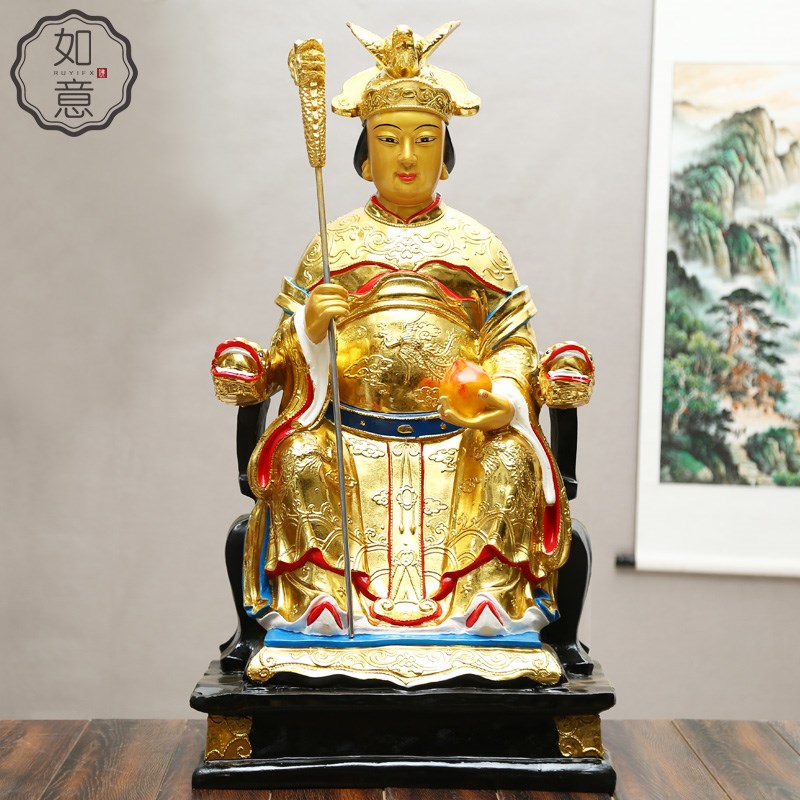 好货88cm玉帝王母佛像神像 玉皇大帝王母娘娘 瑶池金母彩绘树脂摆