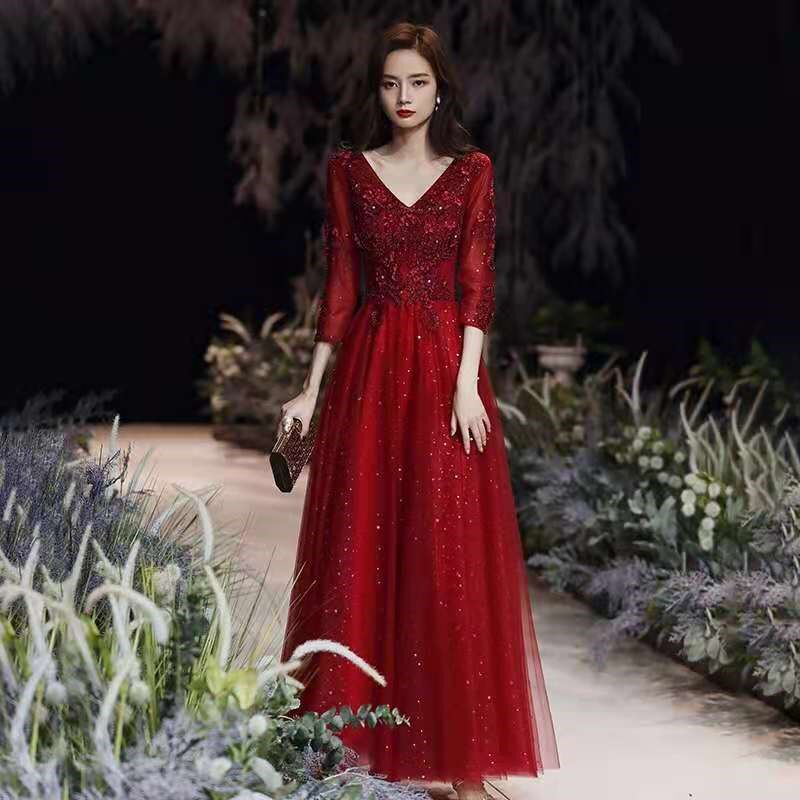 大码敬酒服新娘结婚胖mm加肥加大遮肚显瘦高端宴会晚礼服女演出服