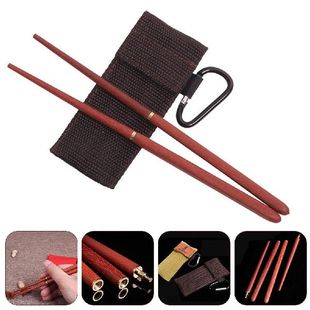 1 Pair Chopsticks Outdoor Folding Wooden Mahogany Chopsticks
