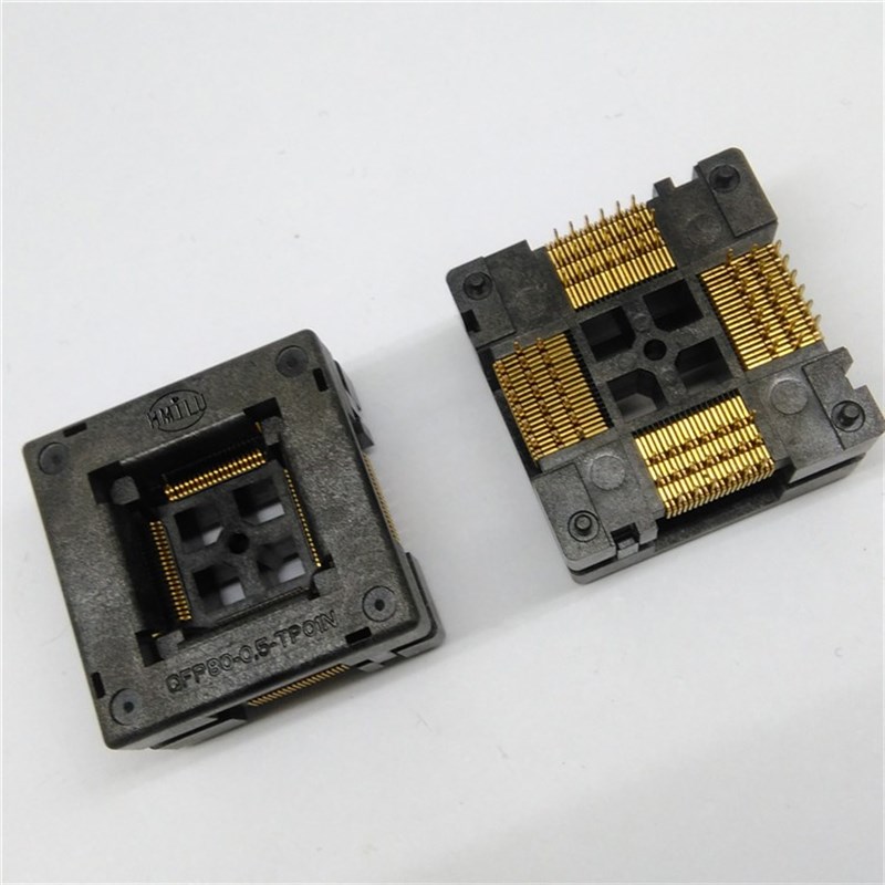 好货LQFP/QFP80 编程器烧录座TQFP80-0.5mm间距 下压测试座可接杜
