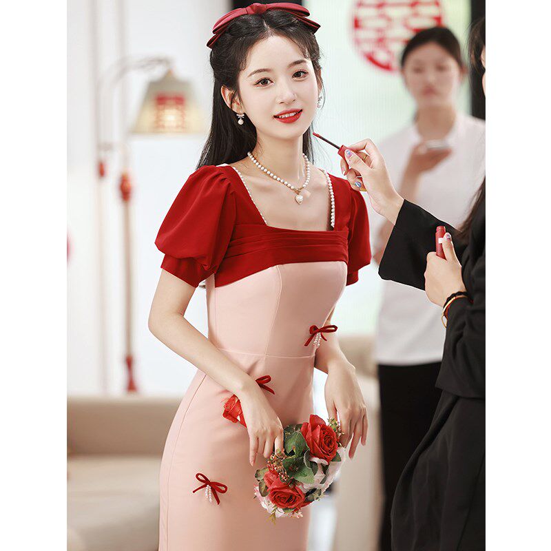 敬酒服2025新款新娘高端轻奢小众回门服结婚订婚礼服连衣裙小个子