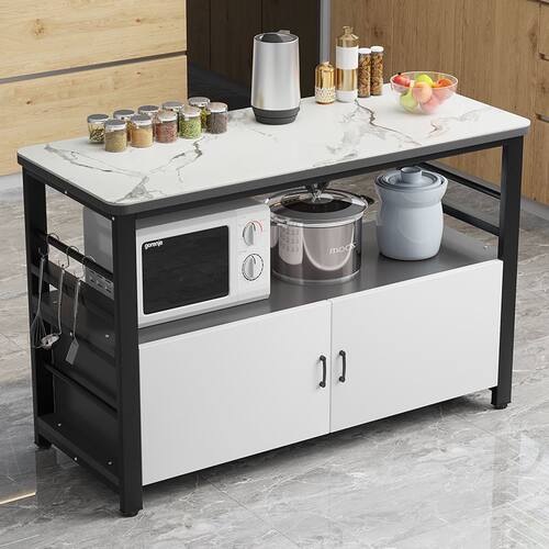 新品厨房置e物架岩板操作台落地多层微波炉多功能厨房用品收纳架