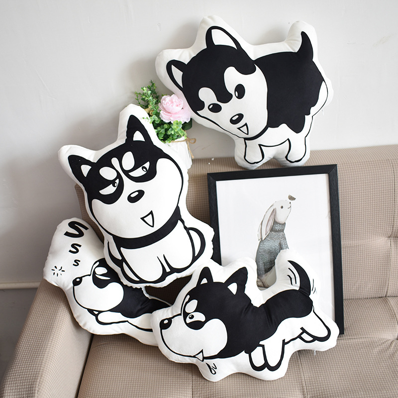 极速汽车沙发异形动物抱枕靠垫卡通D小狗二哈抱枕家居用品来图打