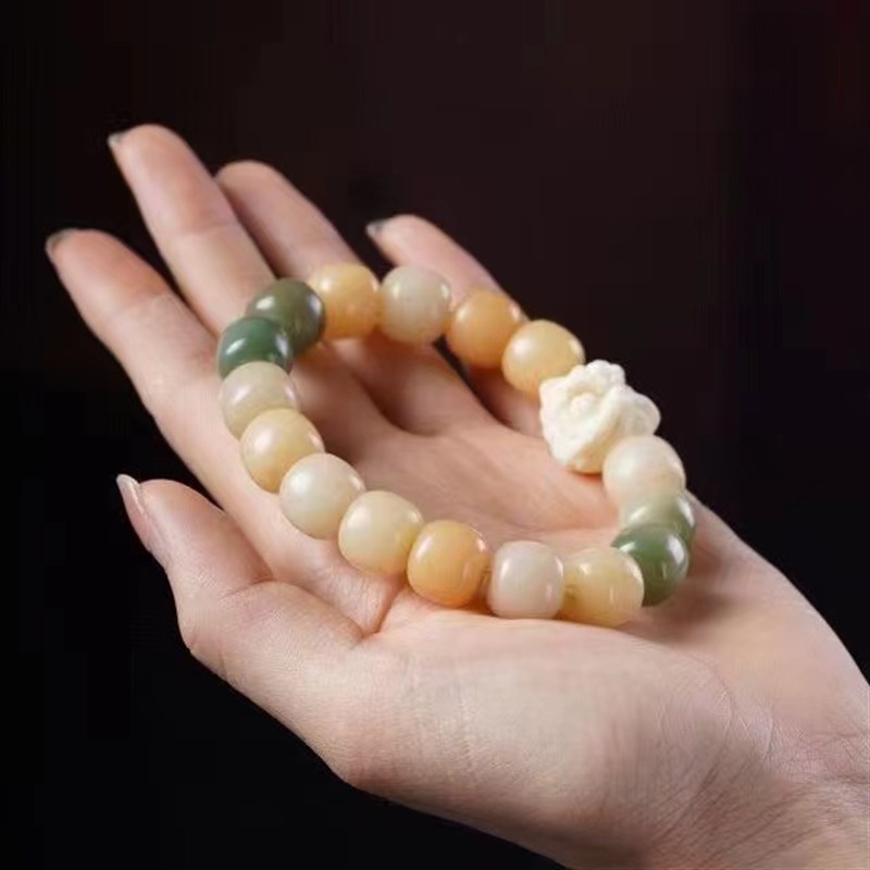 象牙果醒狮白玉菩提根手串女菩提子文玩佛珠紫金鼠绿檀.盘玩手链