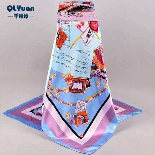 极速Fashion new 90*90 satin large sEquare scarf autumn and w