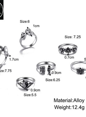 极速Europe American punk Rings Womens Style retro joint rin