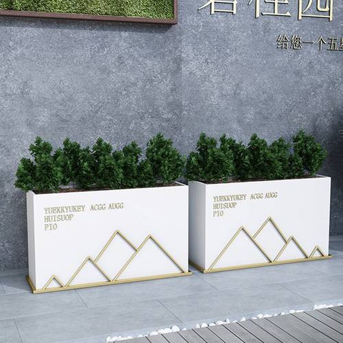 极速现代简约铁艺花箱创意商w业街社区户外绿植花盆样品屋展示中