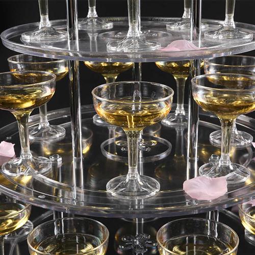 极速婚庆香槟塔烛台倒酒香槟塔圆形塑料高脚婚庆道具压Z克力酒塔