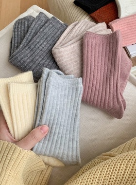 极速2022 New Winter Thickevr Cashmere Wool Women Socks Casua