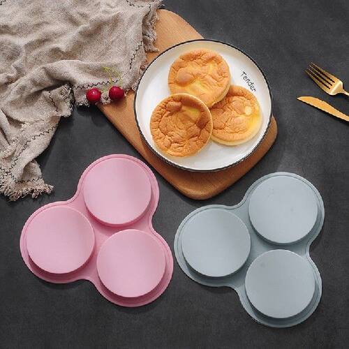 新品1pcbs 3 Hole Large Round Silicone Candy Molds Pink Blue