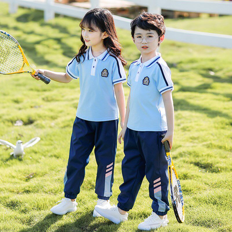新品幼儿园e园服夏季儿童班服T恤纯棉初中小学生校服短袖运动套装