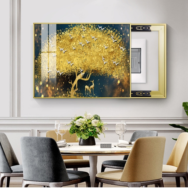 极速电表箱装饰画发财树配电箱挂画D大尺寸定制遮挡客厅电闸盒现图片
