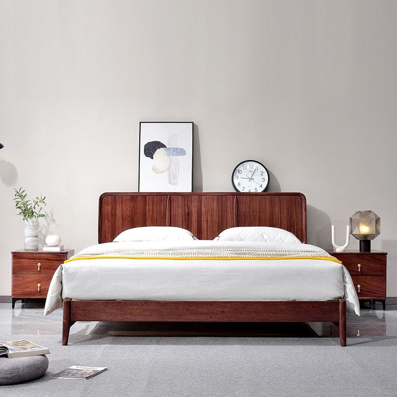 极速实木床1.8米m双人床现代简约乌金木主卧1.5米气压高箱储物床