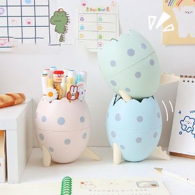 极速Plastic  Convenient Lovely Dinosaur Egg Shape Penci.l Ca