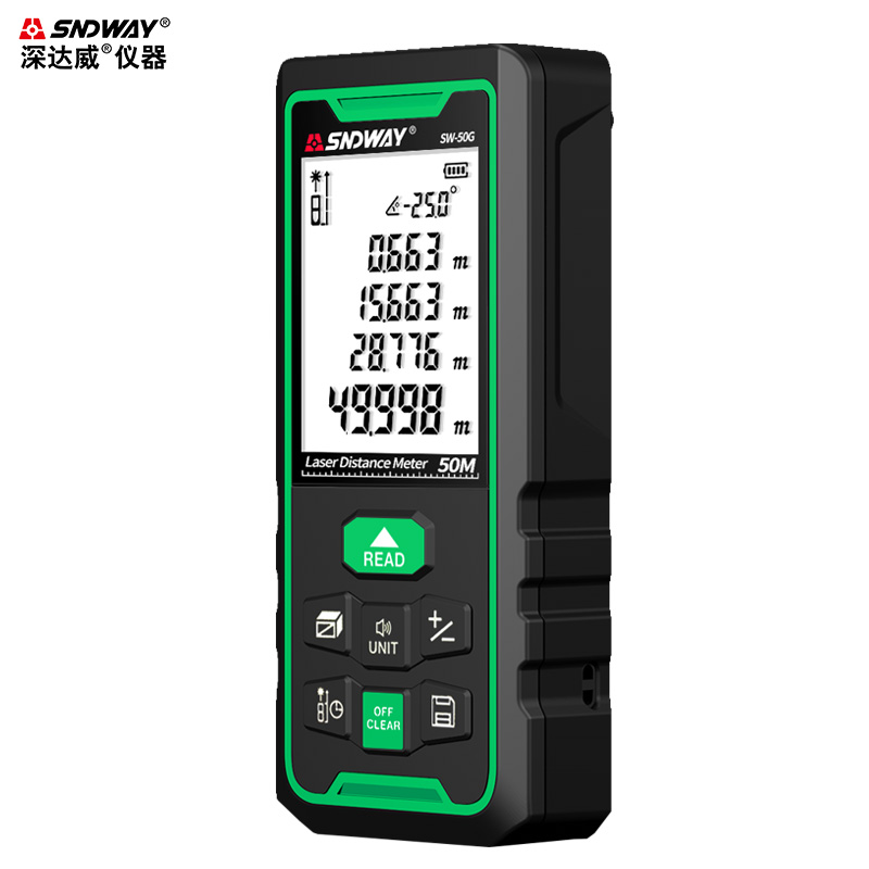 极速。SW50G SW100G高精度绿光雷射测距仪电R子尺量房仪激光尺室