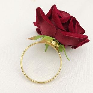 Romantic Alloy Rose Rings Buckle Napkin 极速6PcsdLot
