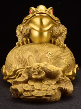 极速铜金蟾摆件三足n蟾蜍金蝉店铺办公室装饰客厅酒柜铜工艺开业