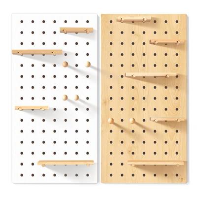 极速洞洞板配件15n实木通用层板木制圆孔火柴棍隔板墙上置物架书