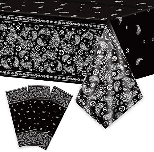 极速3 Pcs Black Bandana Party ATablecloths Plastic Western P