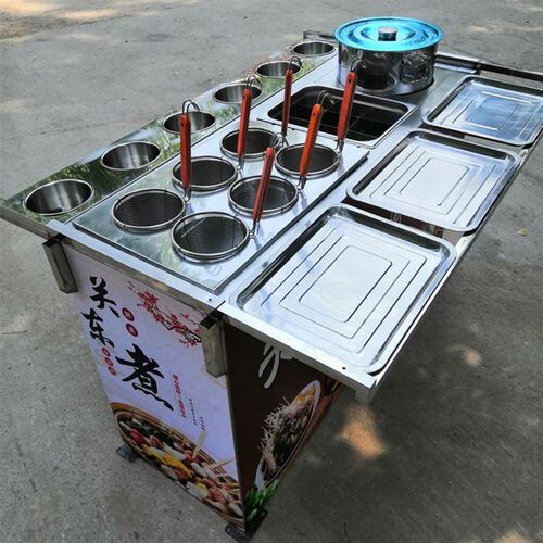 极速新款多功能摆摊早餐车移动油炸D关夜东煮麻辣烫市串串香不锈