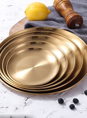极速Dinner Plates Gopld Dining Plate Serving Dishes Round Tr