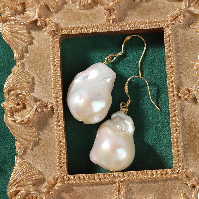 珍珠巴洛克耳环天然大淡水异形耳坠不复古女规则法式感耳饰耳款包