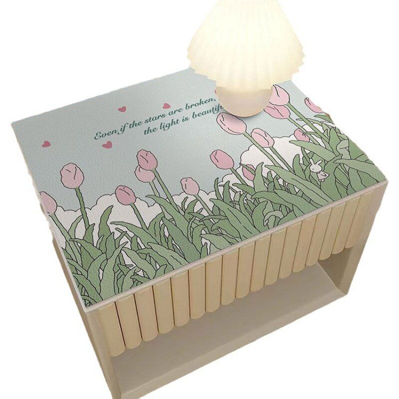 小清新床头柜盖布防水防油可擦免洗桌垫洗衣机冰箱防尘皮革盖垫