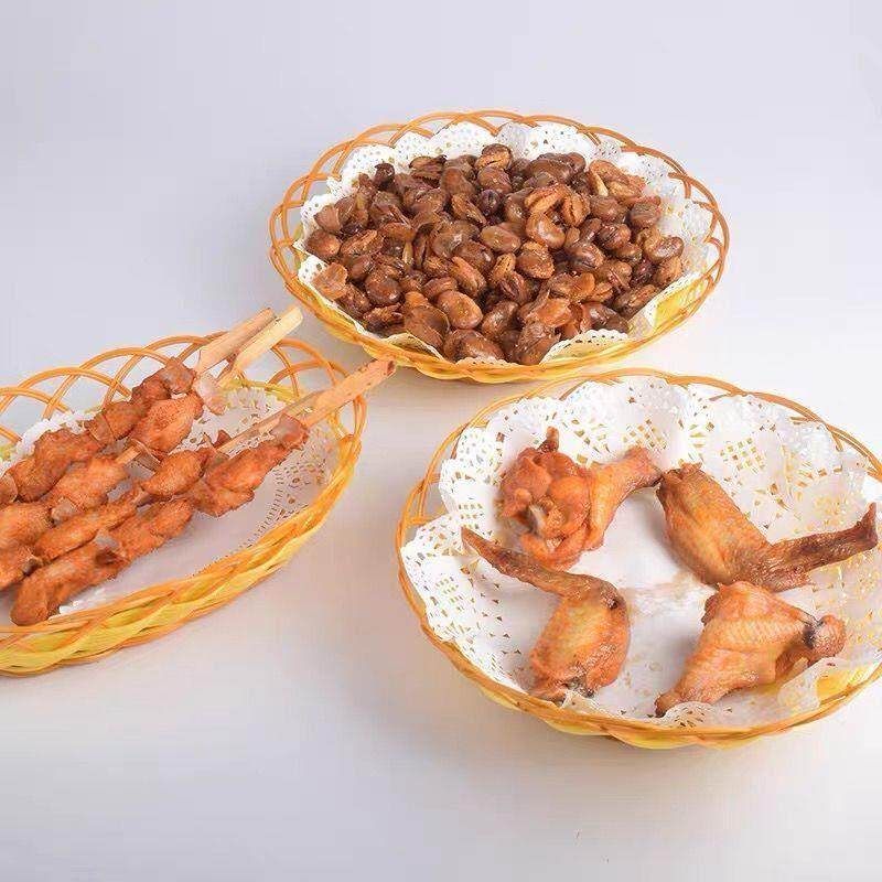极速竹编菜筐塑料编织篮早餐小吃篮水果盘手工编织仿藤篮火锅店菜