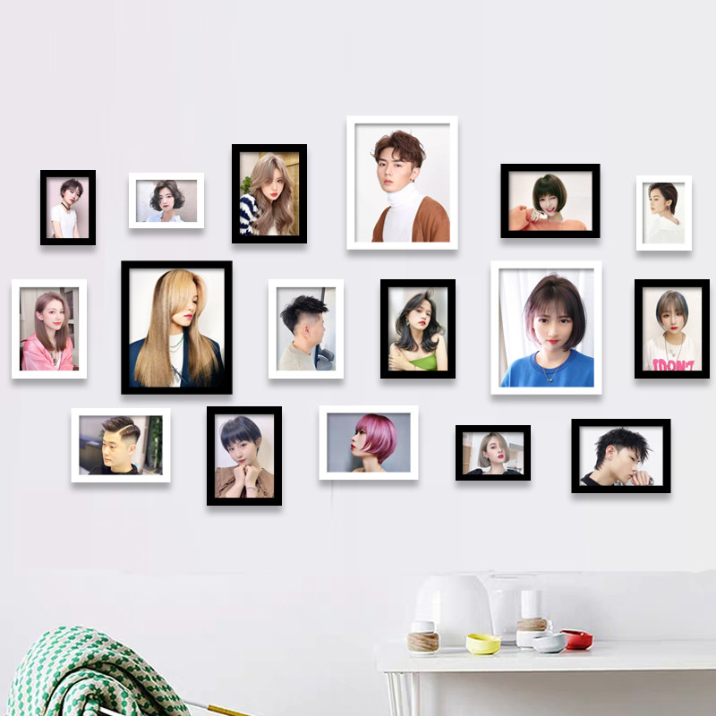 墙理髲店美发壁画发廊相片墙简约玻璃发型图片挂墙相框照片装饰,家居饰品,相框/画框,淘宝优惠券,粉丝福利购,淘宝优惠卷
