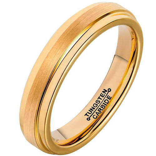 好货New Arrival 4mm Width Gold Color Tungsten Ring for Men W
