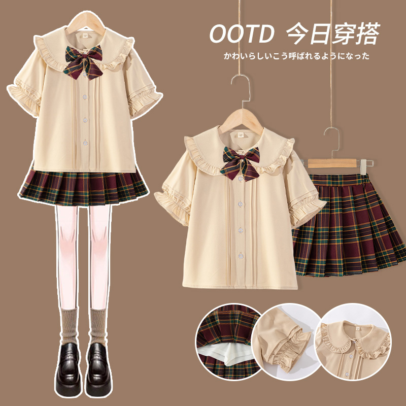 女童连衣裙学院风夏装2023新款jk套装制服裙子儿童演出服夏季短裙