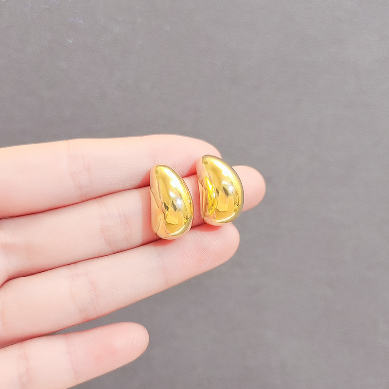 925银针日韩简约气质潮小金豆耳环女夏巴洛克复古ins气质耳饰品