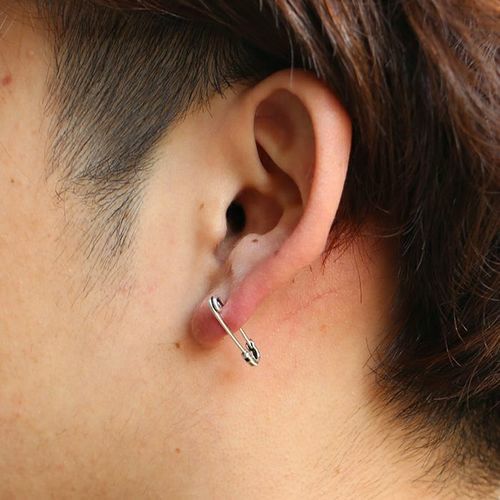 JAM HOME MADE SAFETY PIN DIAMOND PIERCE 银饰回纹针镶钻耳针