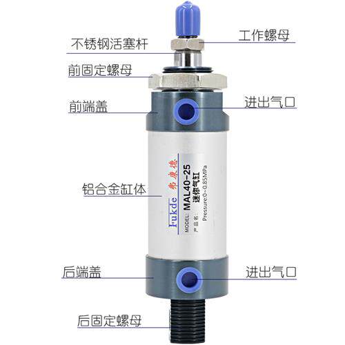 好货铝合金迷你气缸配件大全MAL25长行程25/20/16/32x100小型圆形