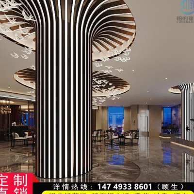 极速新款中国大陆铝方通 拉弯管造型铝树包柱 高端热转印木纹弧形
