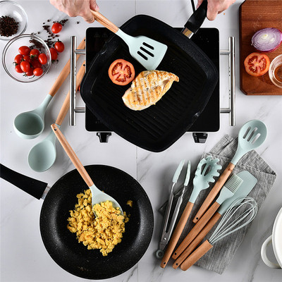 好货9/11/12Pc Silicone Kitchen Utensils Set Non-stick Spatul