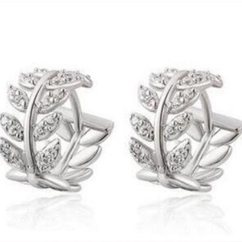 Earring Jewelry跨境饰品新款时尚欧美镶钻树叶子耳环简约气质