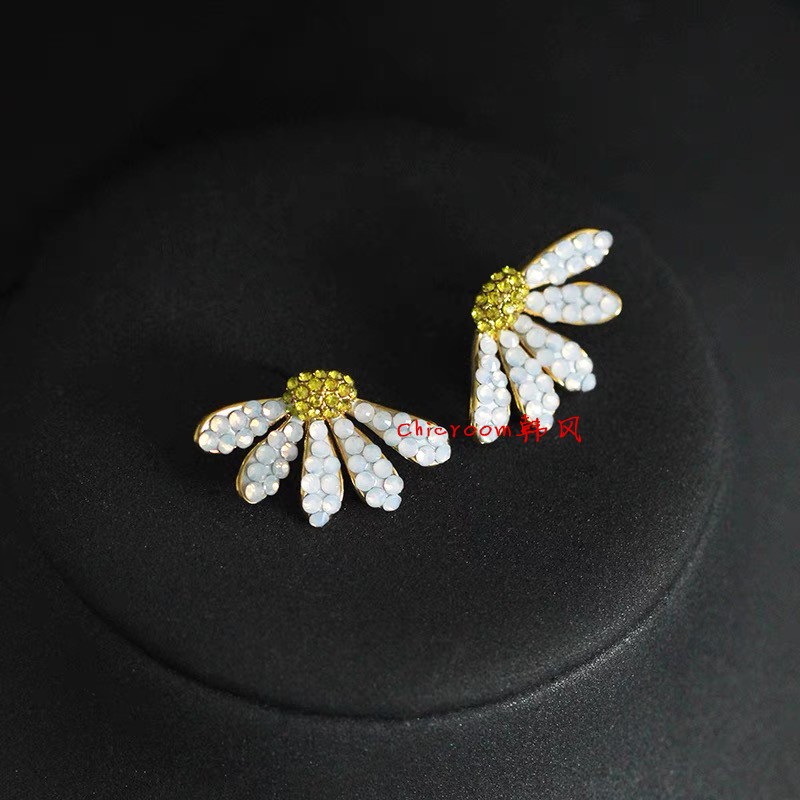 美国小众品牌KS 新款小雏菊耳针 小清新天使之翼半朵花瓣宝石耳饰