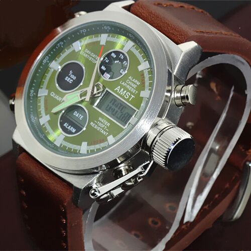 好货Relogio AMST Mens Watches Men Analog Digital Dual Displa