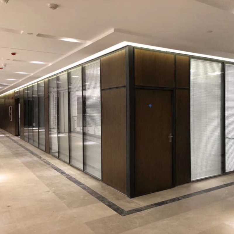 好货武汉办公室玻璃隔断墙铝合金屏风内置中空百叶钢化磨砂玻璃高