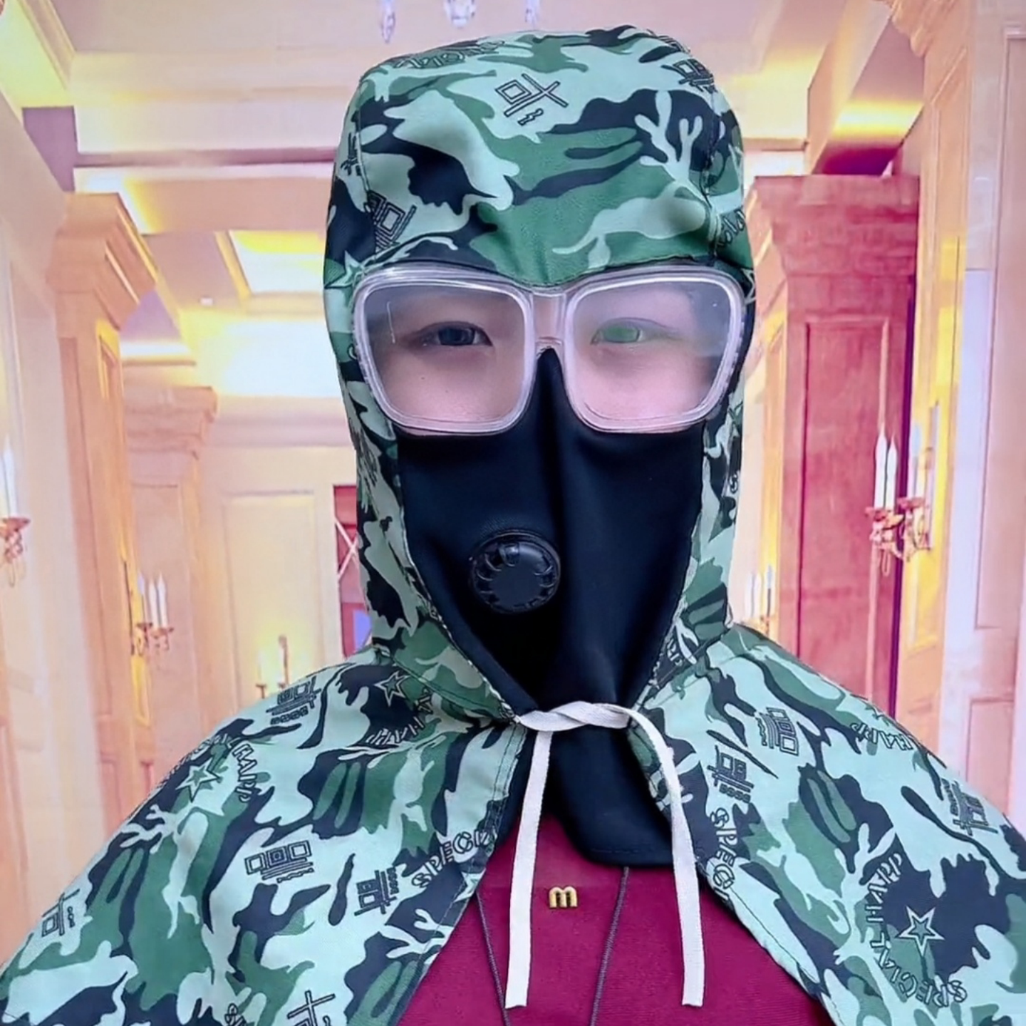 防尘面罩全脸防灰尘头罩打药防护一体劳保披肩帽工业粉尘透气面具