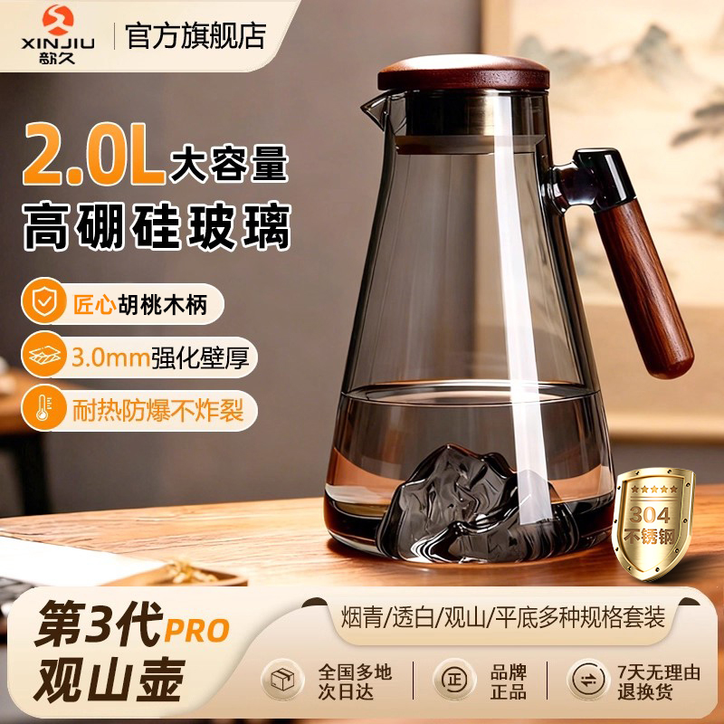 冷水壶凉水壶玻璃耐高温家用大容量凉水杯果茶扎壶冰箱水壶套装