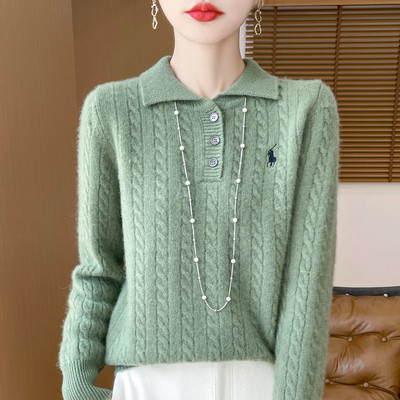 秋冬保罗POLO针织衫女毛衣内搭POLO领纯羊毛打底保暖内搭时尚外穿