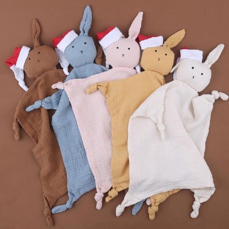 网红Soft Baby Bib Stuffed Rabbit Doll Newborn Appease Towel