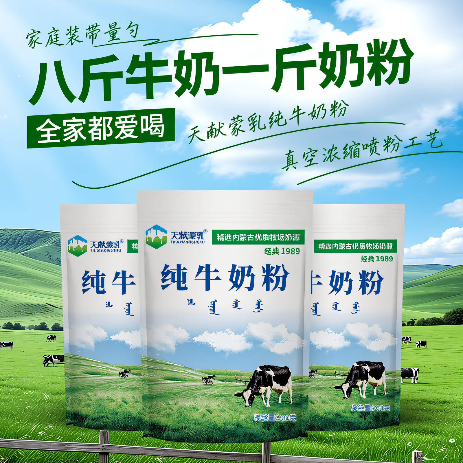 营养早餐内蒙古全脂纯牛奶粉