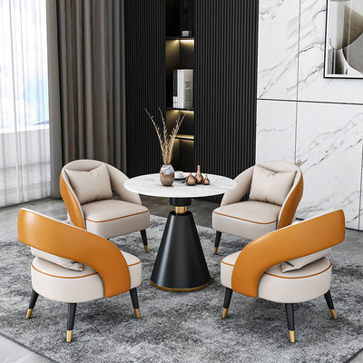 商务洽谈沙发桌椅组合酒店售楼处会客接待沙发办公室单人沙发椅
