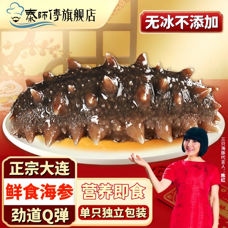【无冰衣】大连鲜食海参即食海参鲜活辽刺参新鲜营养速食单只装